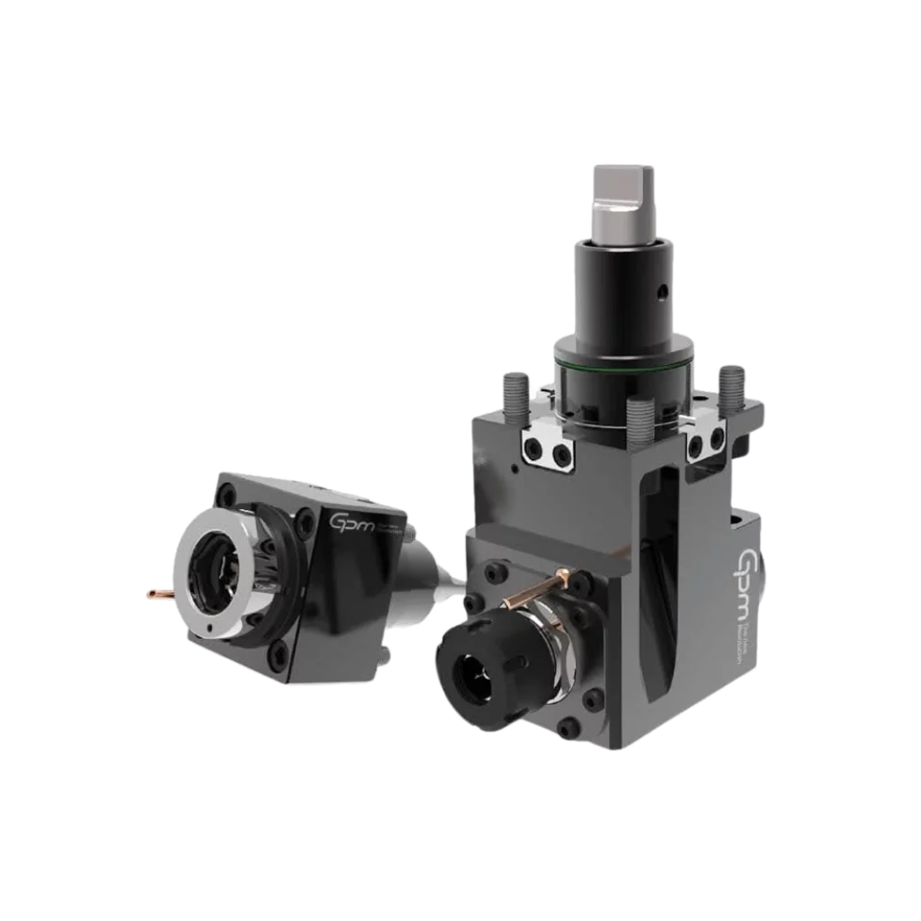 Portaherramienta motorizado marca GPM diseñado para tornos CNC con eje Y, ideal para operaciones de fresado y taladrado en una sola sujeción.